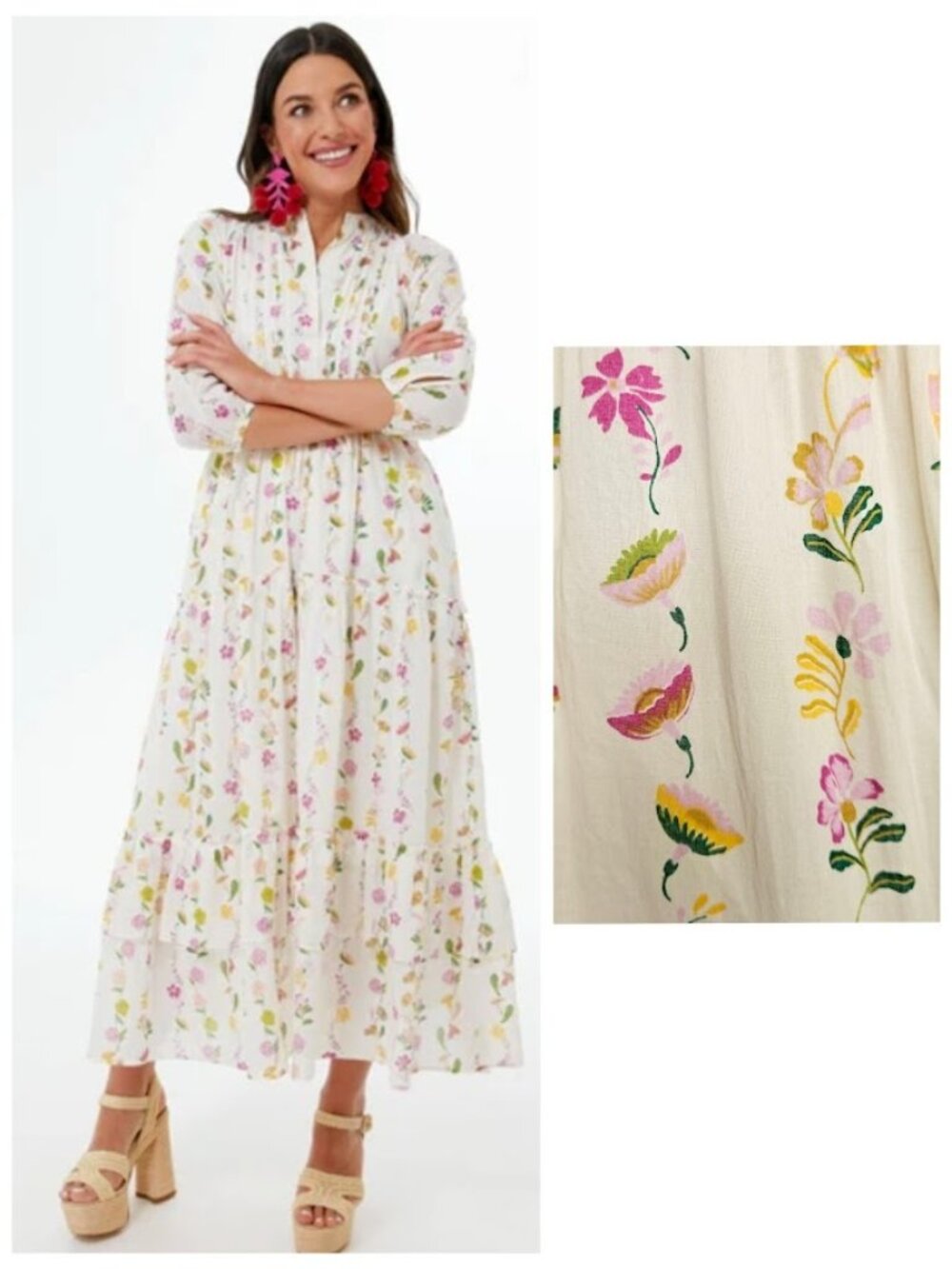 Banjanan Floral Magnolia Bazaar Dress Bohemian Peasant S